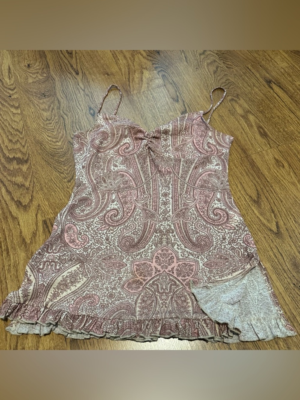 R Wear Rampage Y2K vintage Paisley Pink Cream Sleeveless top babydoll medium